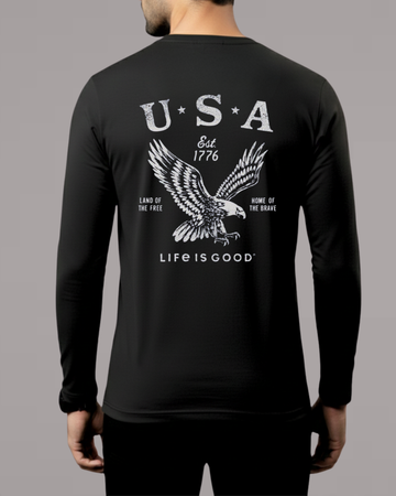 Black Back Printed Men’s Full Sleeves Tee – Jersey Fabric, Classic Fit, Everyday Comfort (Code 4548)