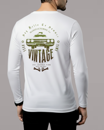 White Back Printed Men’s Full Sleeves Tee – Jersey Fabric, Classic Fit, Everyday Comfort (Code 4549)