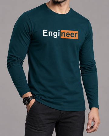Petroleum Printed Men’s Full Sleeves Tee – Jersey Fabric, Classic Fit, Everyday Comfort (Code 5859)