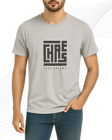 Premium Grey Printed T-Shirt/Tee for Men – Cotton Jersey Fabric (3439)