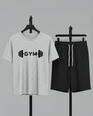 Heather Grey T-Shirt Printed Black Shorts– Comfortable Wear (Code 4750)