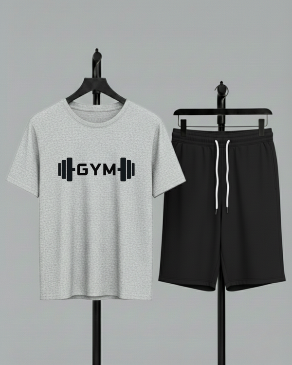 Heather Grey T-Shirt Printed Black Shorts– Comfortable Wear (Code 4750)