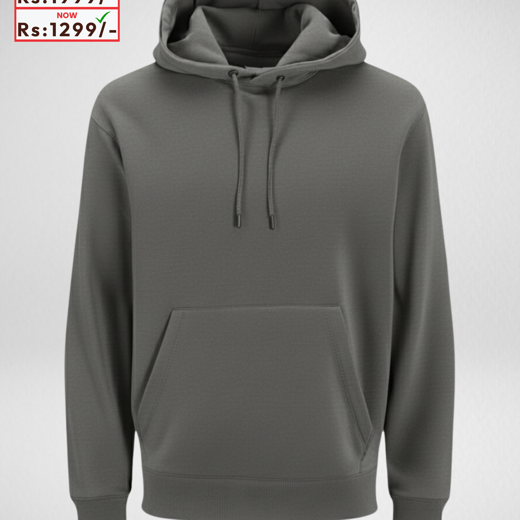 Only Medium Size – Dark Grey Fleece Hoodie (Code 4352)