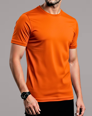 Orange Men’s Basic Tee – Jersey Fabric, Classic Fit, Everyday Comfort (Code 3257)