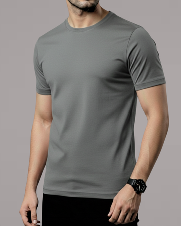 Steel Grey Men’s Basic Tee – Jersey Fabric, Classic Fit, Everyday Comfort (Code 4498)