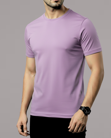 Lilac Men’s Basic Tee – Jersey Fabric, Classic Fit, Everyday Comfort (Code 4500)