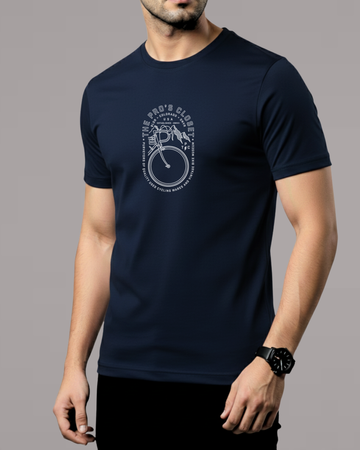 Premium Navy Blue Printed T-Shirt/Tee for Men – Cotton Jersey Fabric (Code 4505)