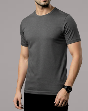 Charcoal Grey Men’s Basic Tee – Jersey Fabric, Classic Fit, Everyday Comfort (Code 4501)
