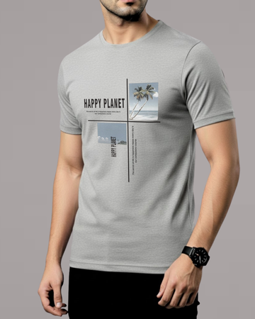 Premium Grey Printed T-Shirt/Tee for Men – Cotton Jersey Fabric (Code 4506)