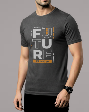 Premium Charcoal Grey Printed T-Shirt/Tee for Men – Cotton Jersey Fabric (Code 4508)