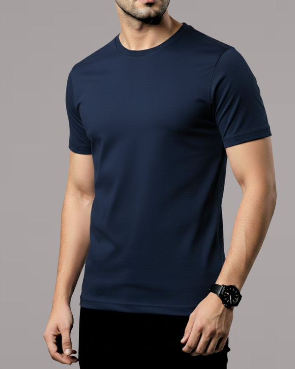 Navy Men’s Basic Tee – Jersey Fabric, Classic Fit, Everyday Comfort (Code 3111)