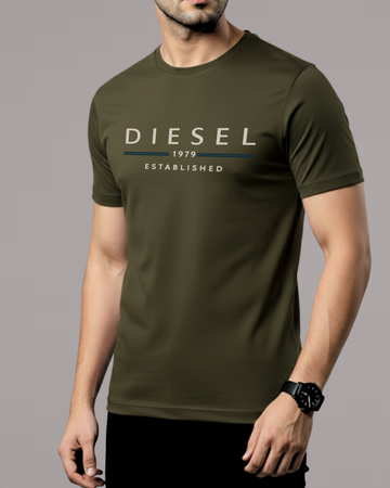 Premium Olive Printed T-Shirt/Tee for Men – Cotton Jersey Fabric (Code 4517)