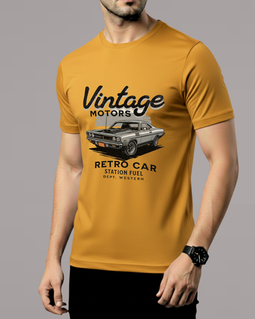 Premium Mustard Printed T-Shirt/Tee for Men – Cotton Jersey Fabric (Code 4521)