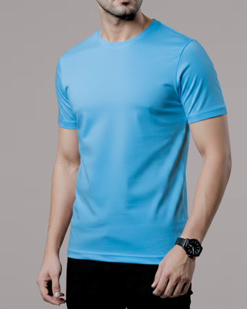 Skyblue Men’s Basic Tee – Jersey Fabric, Classic Fit, Everyday Comfort (Code 3112)