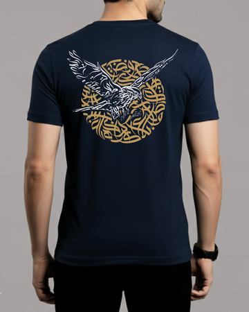 Premium Navy Blue Back Printed T-Shirt/Tee for Men – Cotton Jersey Fabric (Code 4516)