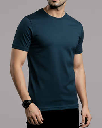 Petroleum Blue Men’s Basic Tee – Jersey Fabric, Classic Fit, Everyday Comfort (Code 3259)