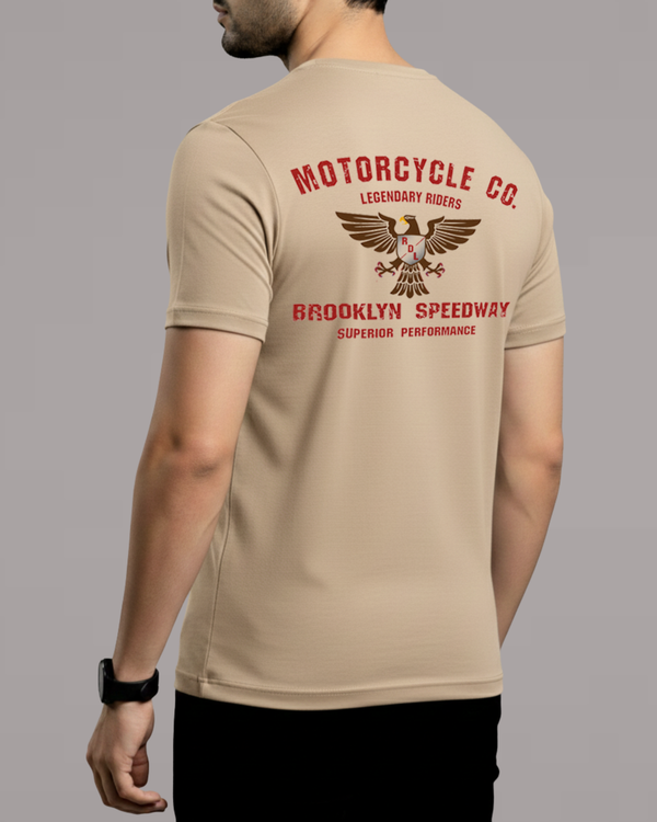 Premium Beige Back Printed T-Shirt/Tee for Men – Cotton Jersey Fabric (Code 4527)