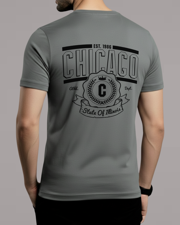 Premium Steel Grey Back Printed T-Shirt/Tee for Men – Cotton Jersey Fabric (Code 4528)