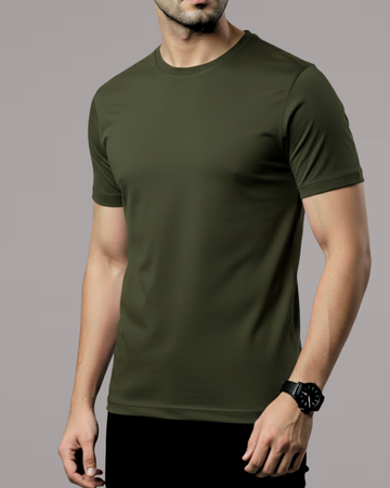 Olive Men’s Basic Tee – Jersey Fabric, Classic Fit, Everyday Comfort (Code 3105)