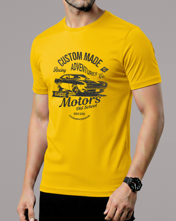 Premium Yellow Printed T-Shirt/Tee for Men – Cotton Jersey Fabric (Code 4507)