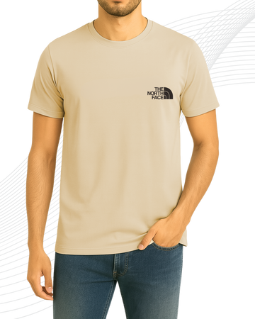 Beige North Face T-Shirt/Tee for Men – Cotton Jersey Fabric (Code 5163)