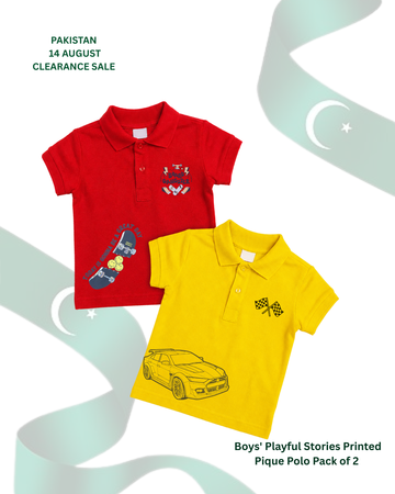 Boys' Playful Stories Printed Pique Polo Pack of 2 (Code 5559)