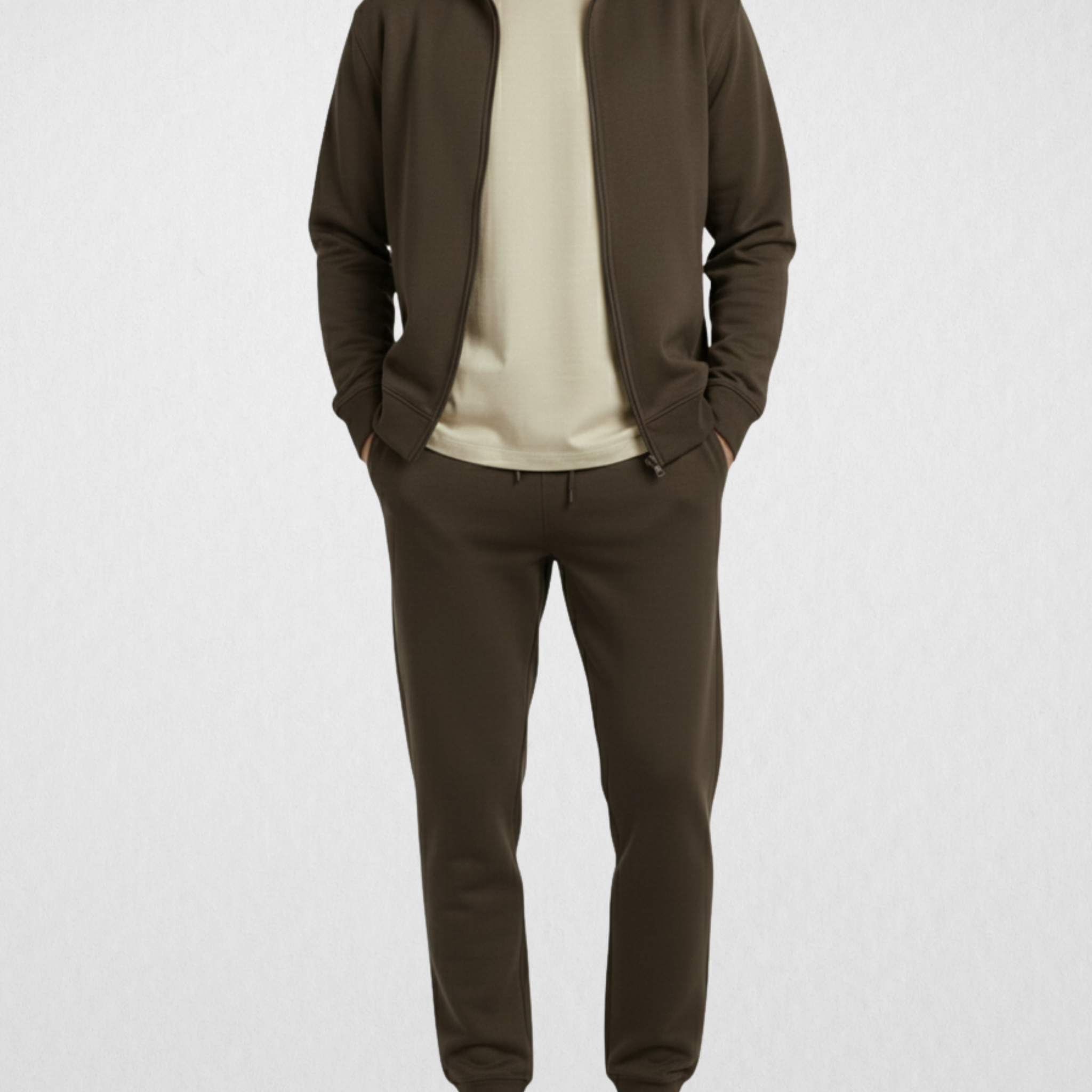 Men’s Classic Comfort Combo Dark Brown with Beige T-Shirt (Code 4412)