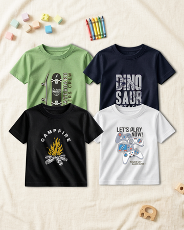 Pack of 4 Kids Printed T-Shirts – Fun Prints for Boys  (Code  4800)