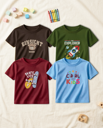 Pack of 4 Kids Printed T-Shirts – Fun Prints for Boys  (Code  4805)