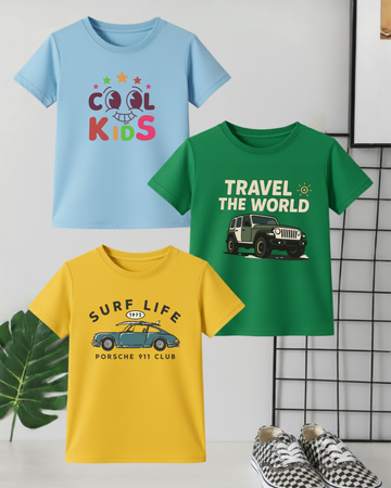 Pack of 3 Kids Printed Shirts – Fun Prints for Boys  (Code 4422)