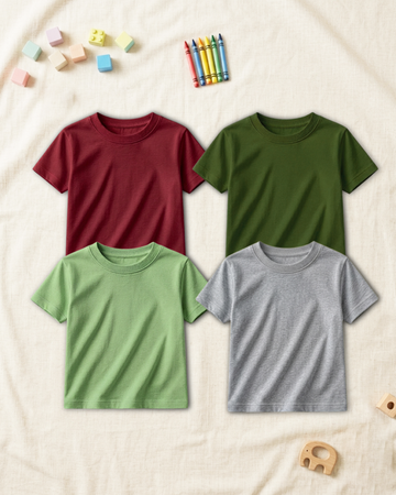 Pack of 4 Kids Basic Shirts – for Boys  (Code 4809)