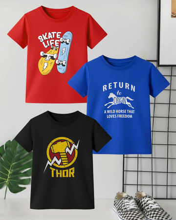 Pack of 3 Kids Printed Shirts – Fun Prints for Boys  (Code 4423)