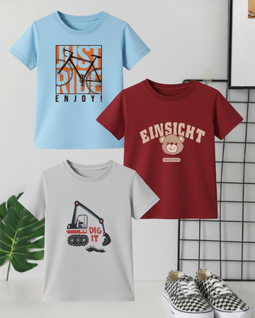 Pack of 3 Kids Printed Shirts – Fun Prints for Boys  (Code 4424)