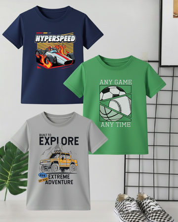Pack of 3 Kids Printed Shirts – Fun Prints for Boys  (Code 4425)