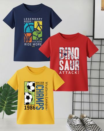 Pack of 3 Kids Printed Shirts – Fun Prints for Boys  (Code 4426)