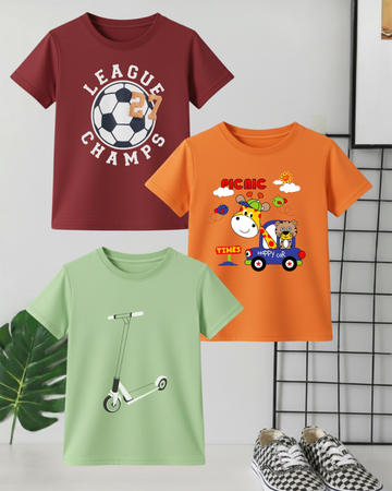 Pack of 3 Kids Printed Shirts – Fun Prints for Boys  (Code 4428)
