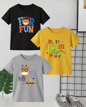 Pack of 3 Kids Printed Shirts – Fun Prints for Boys  (Code 4429)