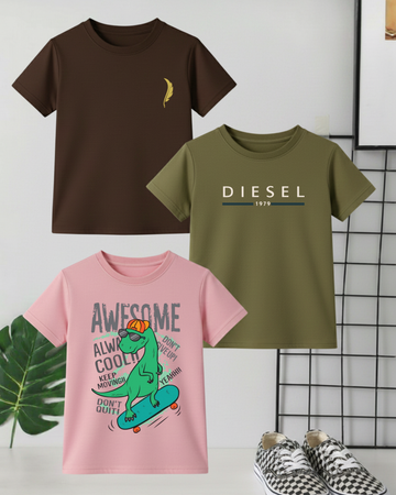 Pack of 3 Kids Printed Shirts – Fun Prints for Boys  (Code 4430)