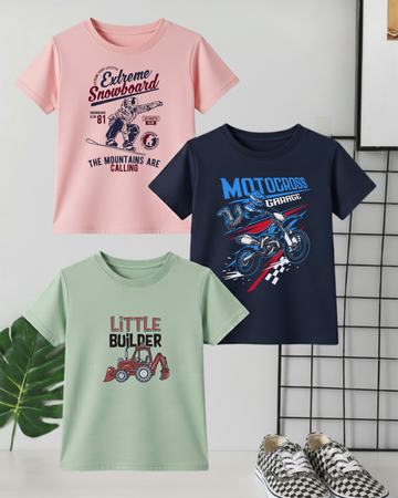 Pack of 3 Kids Printed Shirts – Fun Prints for Boys  (Code 4431)