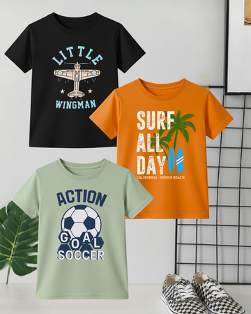 Pack of 3 Kids Printed Shirts – Fun Prints for Boys  (Code 4432)