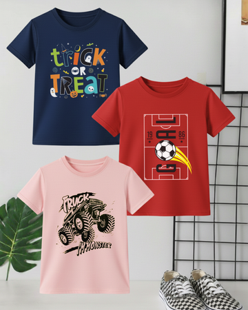 Pack of 3 Kids Printed Shirts – Fun Prints for Boys  (Code 4434)