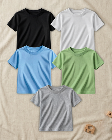 Pack of 5 Kids Basic Shirts – for Boys  (Code 4820)