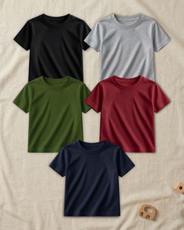 Pack of 5 Kids Basic Shirts – for Boys  (Code 4822)