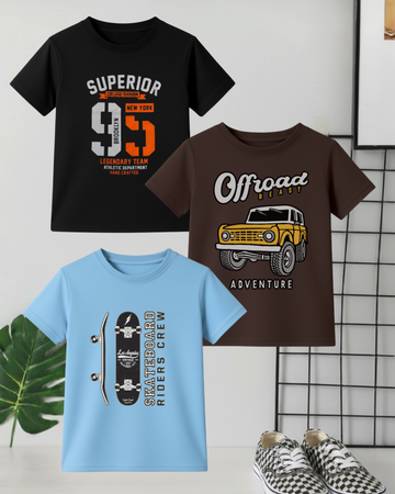 Pack of 3 Kids Printed Shirts – Fun Prints for Boys  (Code 4435)