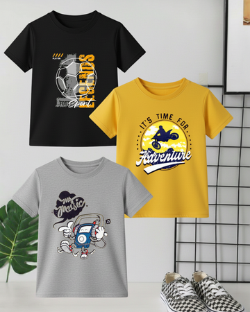 Pack of 3 Kids Printed Shirts – Fun Prints for Boys  (Code 4436)