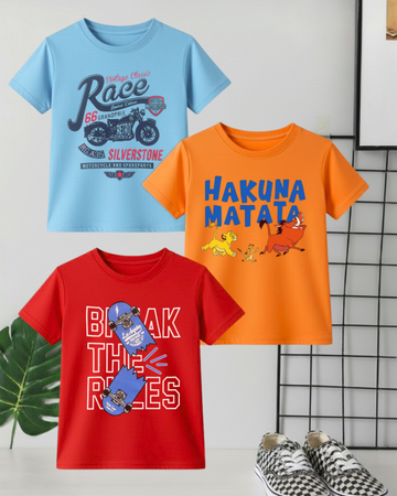 Pack of 3 Kids Printed Shirts – Fun Prints for Boys  (Code 4437)