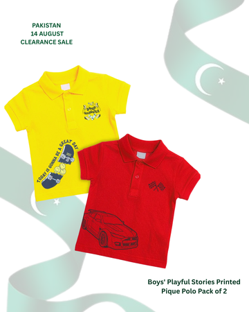 Boys' Playful Stories Printed Pique Polo Pack of 2 (Code 4923)