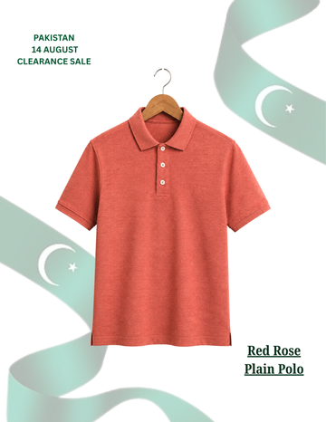 Men's Rose Red Pique Polo Shirt (Code 5576)
