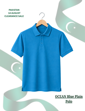 Men's Ocean Blue Pique Polo Shirt (Code 5571)
