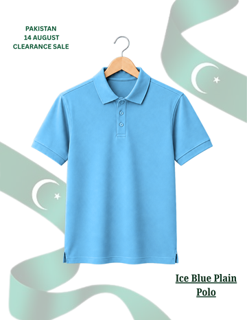 Men's Ice Blue Pique Polo Shirt (Code 5572)